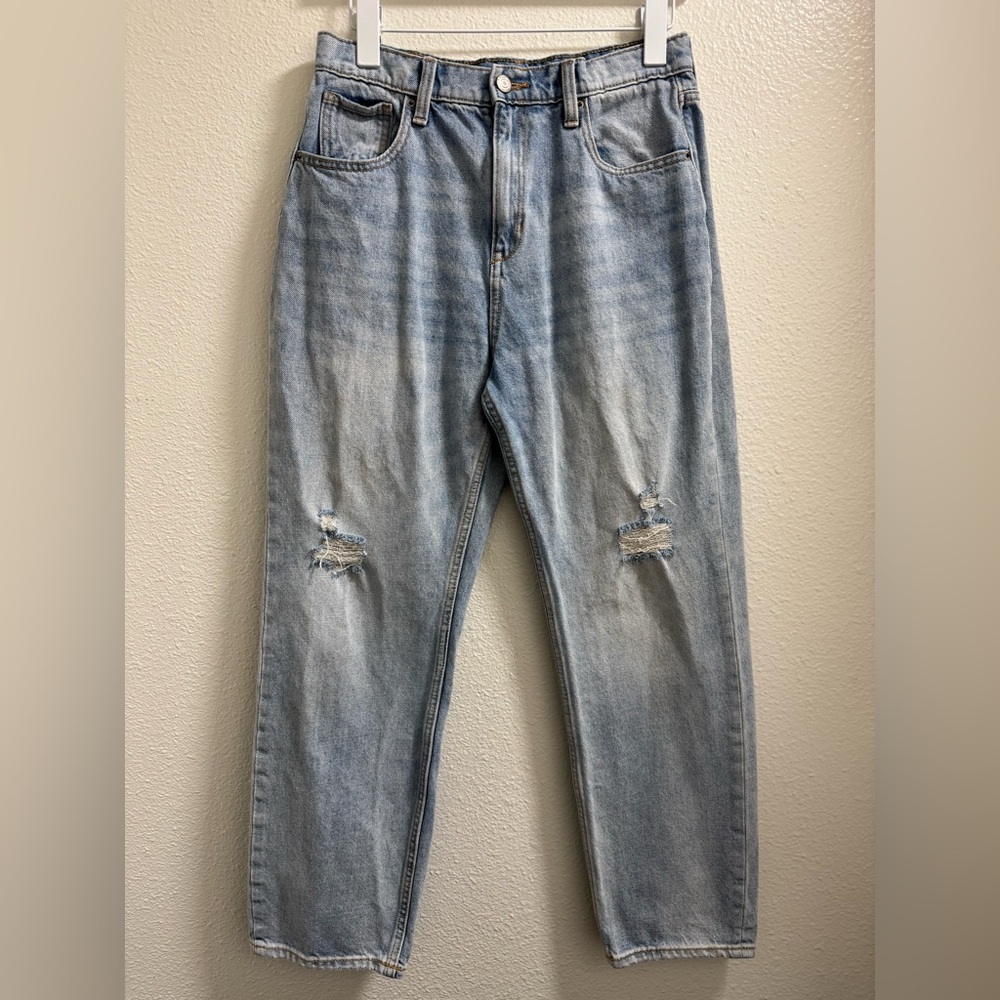 Old Navy Slouchy Straight Jeans High Rise Adjustable Waist Distressed Kids 16